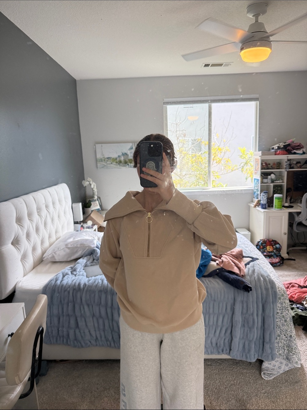 Varley Beige Half-Zip Pullover Jacket